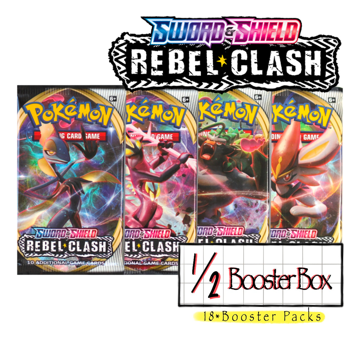 1/2*Sword & ShieldRebel Clash Booster Box (18 Packs) 1/2*Sword & ShieldRebel Clash Booster Box (18 Packs)