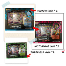 Load image into Gallery viewer, Pokémon TCG: Champion’s Path Pin Collections: 6 Pin Boxes Total. 2 Set of Turffield, Hulbury, and Motostoke Gyms