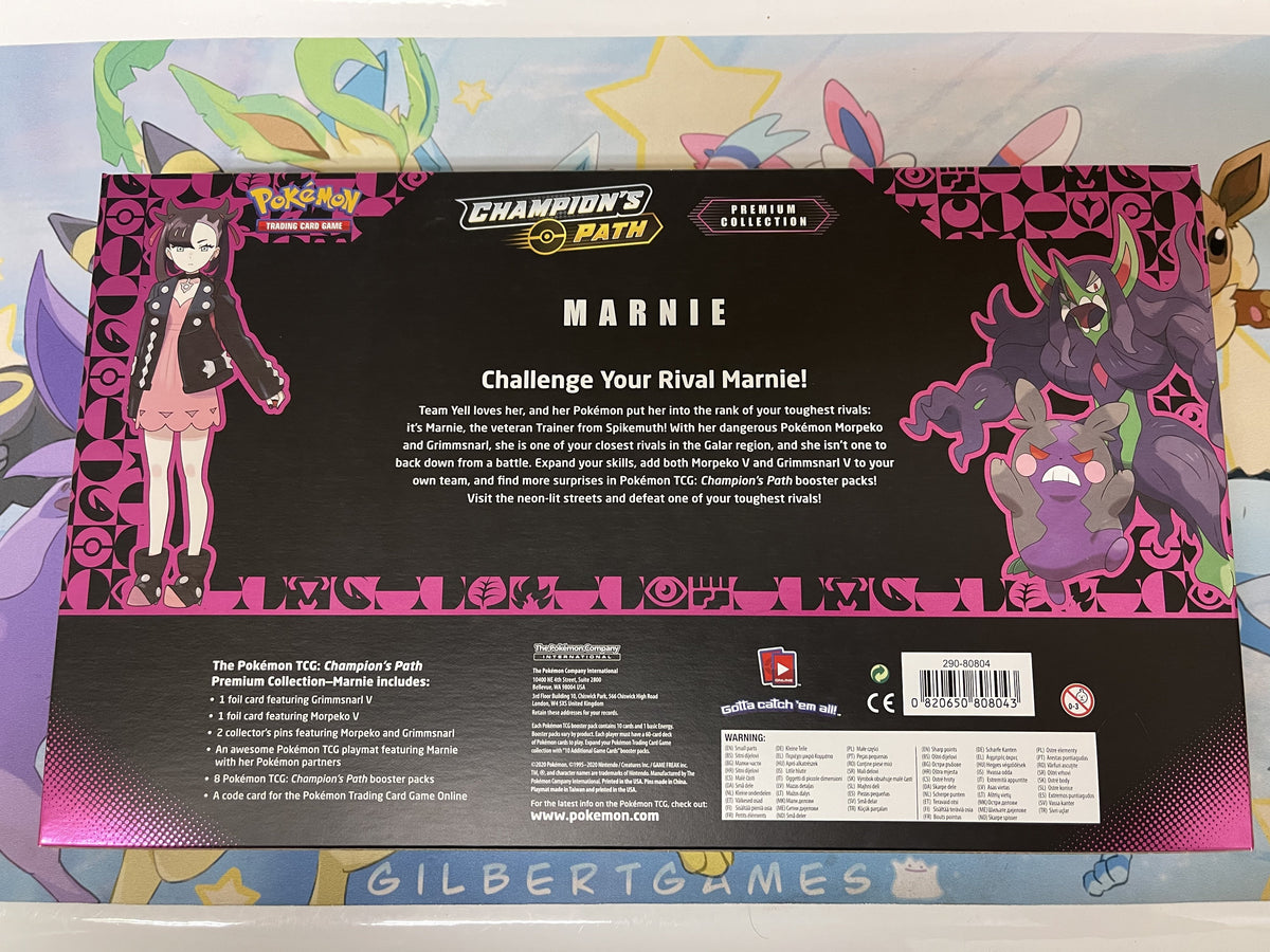 Pokmon TCG: Champion's Path Premium CollectionMarnie | Factory Sealed | GilbertGames Pokmon TCG: Champion's Path Premium CollectionMarnie | Factory Sealed | GilbertGames