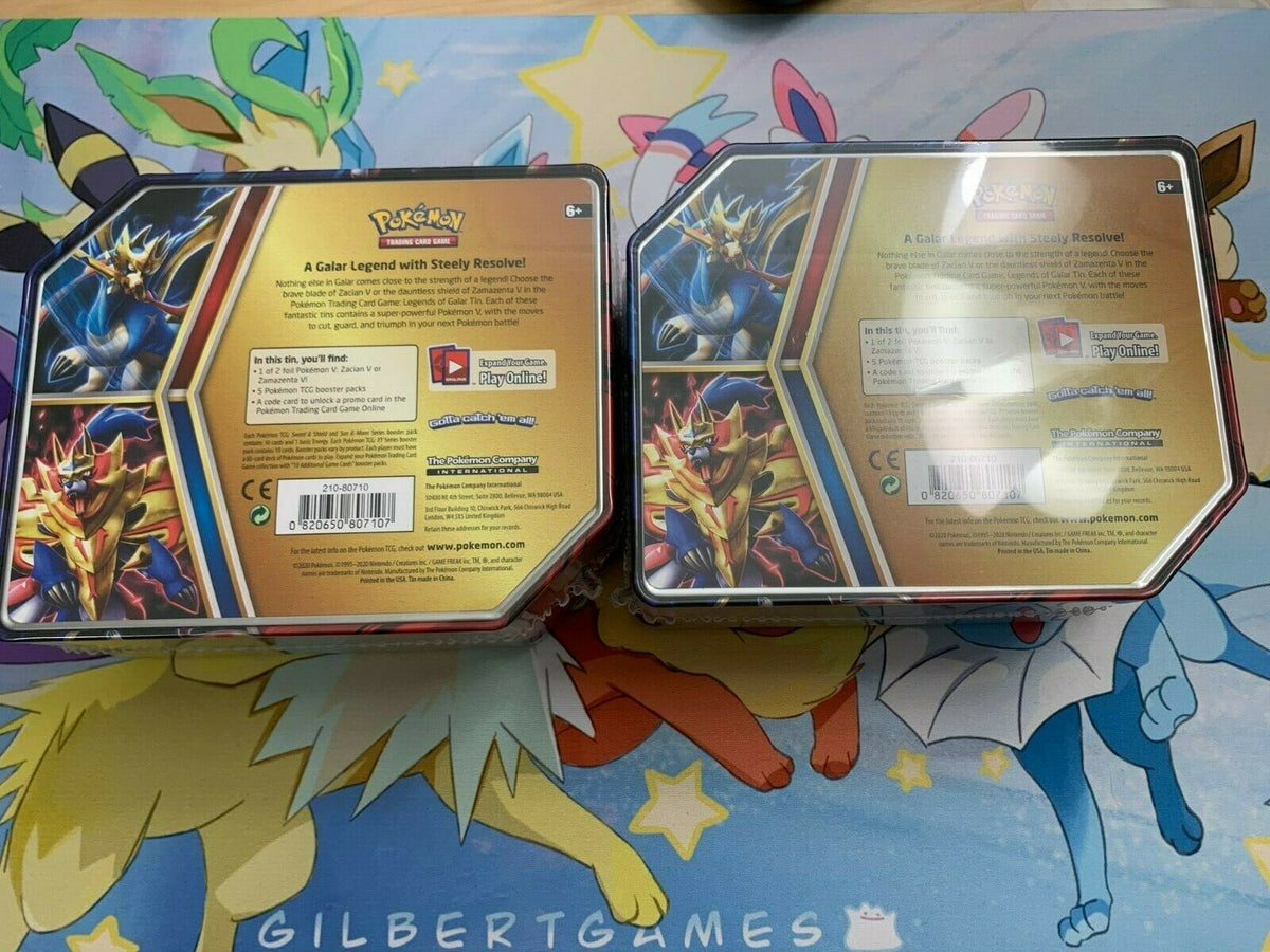 2020 Pokemon TCG Legends of Galar Tin Zacian V/Zamazenta V Lot - US