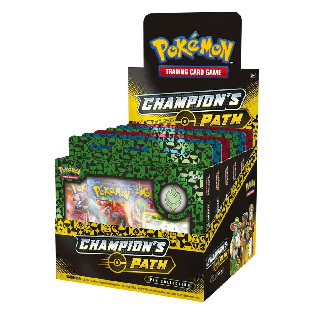 Pokémon TCG: Champion’s Path Pin Collections: 6 Pin Boxes Total. 2 Set of Turffield, Hulbury, and Motostoke Gyms