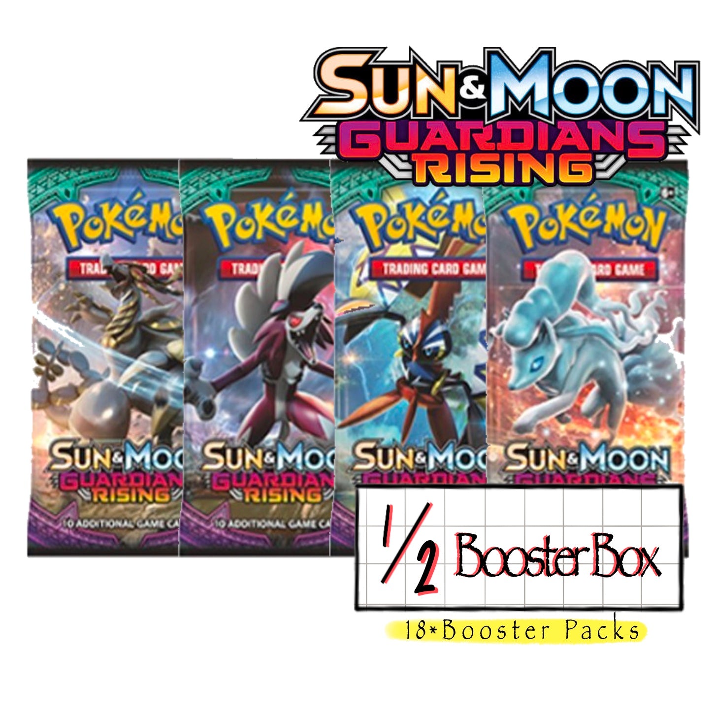 pokemon tcg sun & moon guardians rising booster box 1/2*Sun Moon—Guardians (18 Packs) making it ideal for Type:Gold Card (Single) Pokemon Black Version 2 Reverse Holo collection