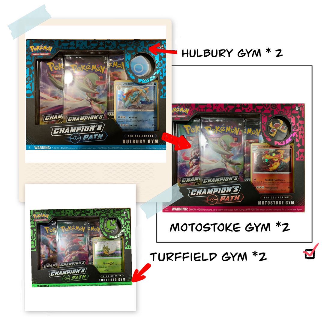 pokemon trading card game legends of johto pin box Pokémon TCG: Champion's Path Pin Collections: Turffield, Hulbury, and Motostoke Gyms | Factory Sealed