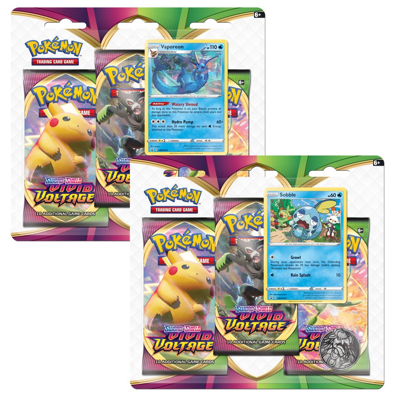 Official Pokmon TCG: Sword & Shield-Vivid Voltage 3 Booster Packs, Coin & Sobble Promo Card Official Pokmon TCG: Sword & Shield-Vivid Voltage 3 Booster Packs, Coin & Sobble Promo Card