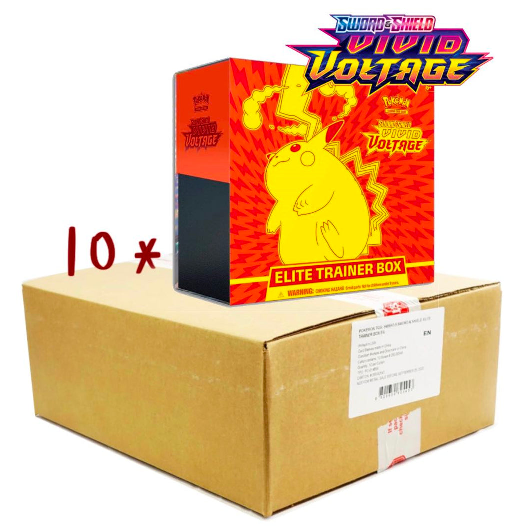 Vivid Voltage Elite Trainer Box Case | 10x Vivid Voltage Elite Trainer Box | Factory Sealed| GilbertGames Vivid Voltage Elite Trainer Box Case | 10x Vivid Voltage Elite Trainer Box | Factory Sealed| GilbertGames